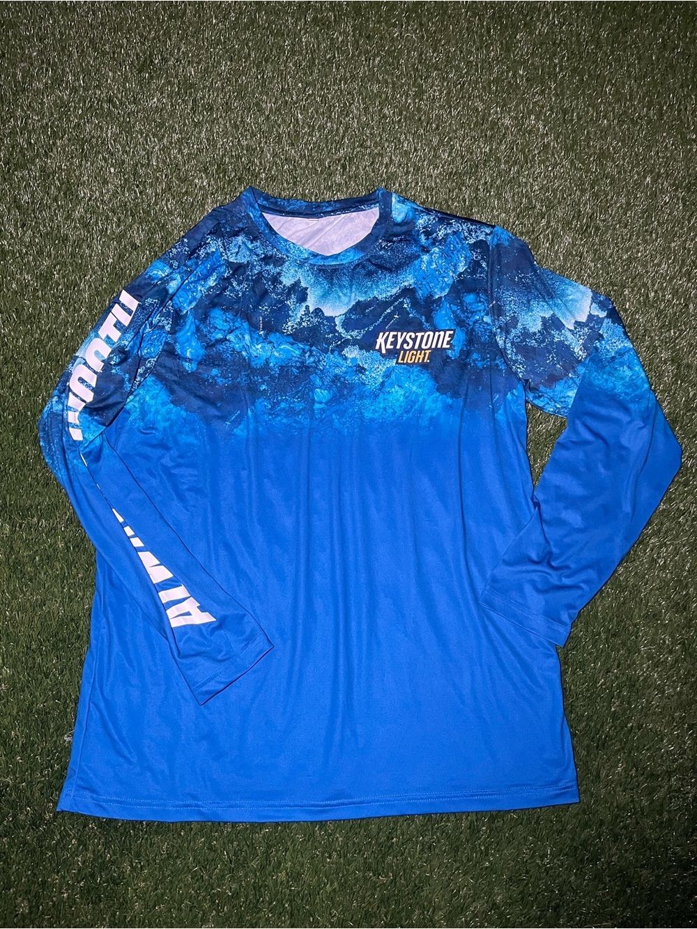 Keystone Light Mens Blue Realtree Long Sleeve Performance Swim Shirt